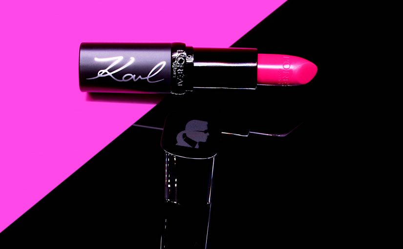 L'Oréal Paris x Karl Lagerfeld Limited Edition Collection in IroniK opened on a pink and black background.