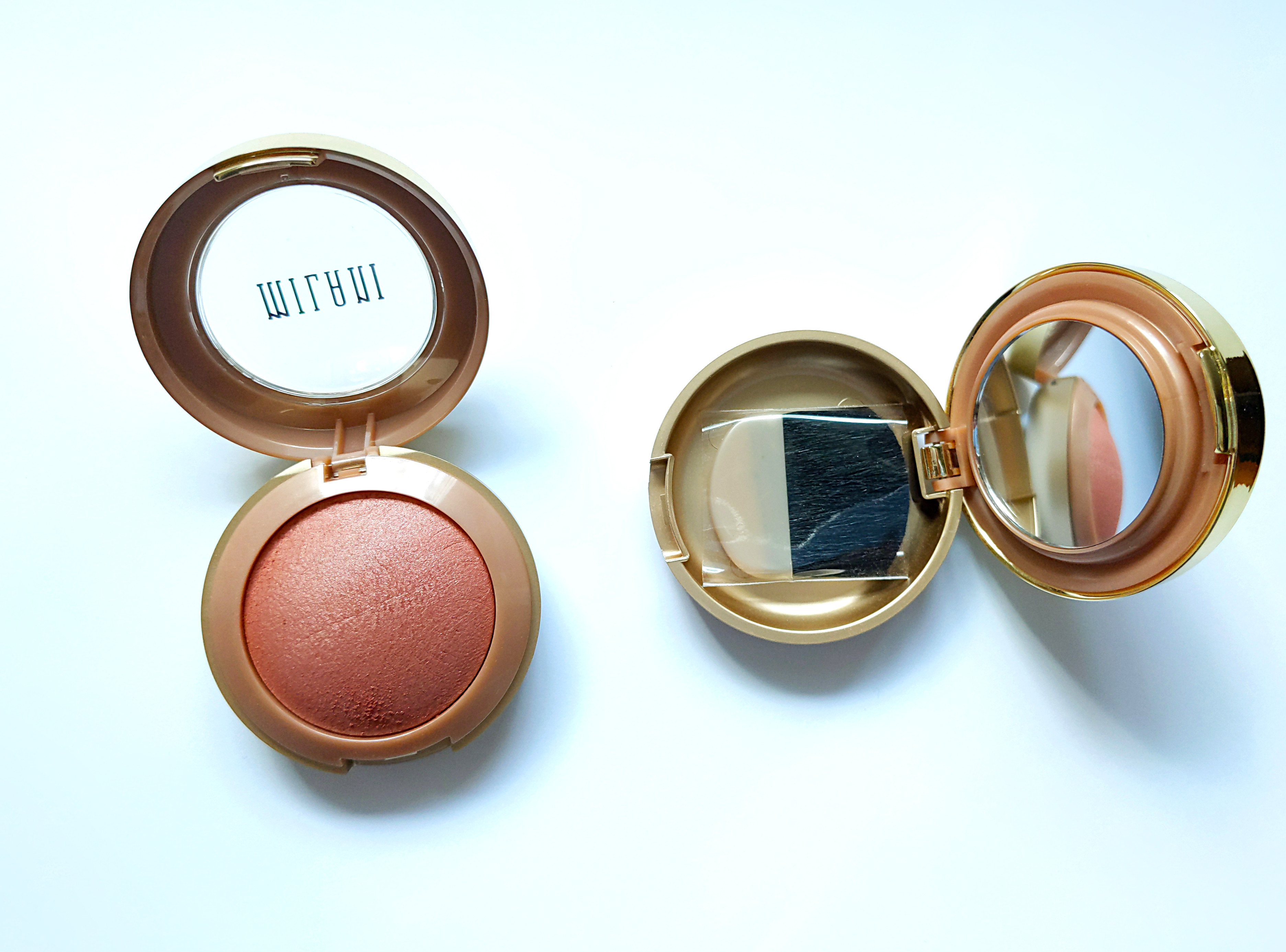 Milani Baked Powder Blushes in 15 Sunset Passione and 05 Luminoso.